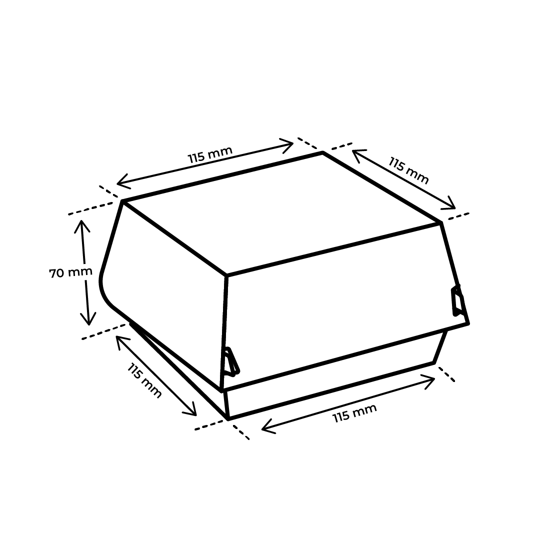 HAMB-TER-303-Lijntekening Hamburger Box 11x11x7 cm Karton